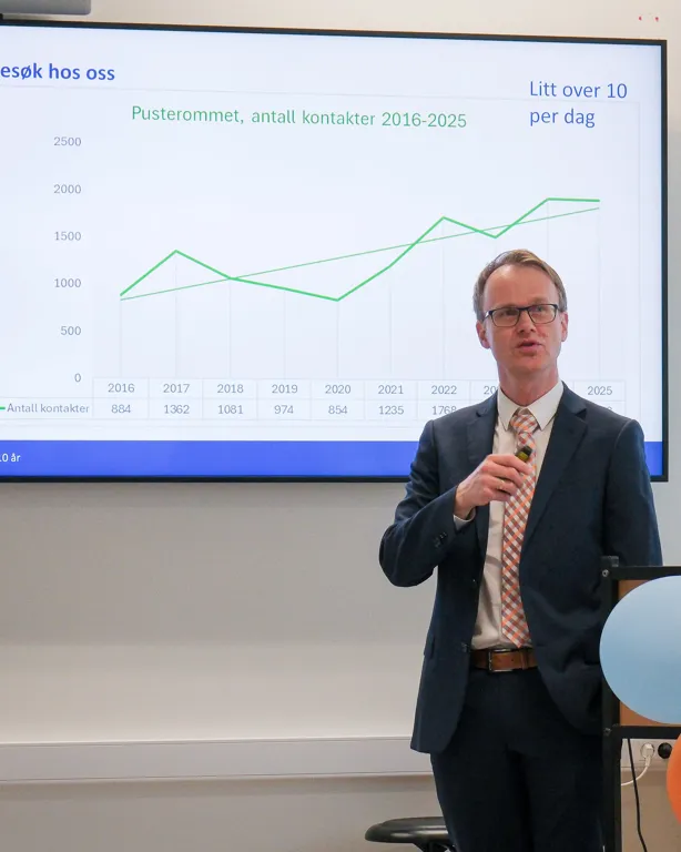 En mann som holder en presentasjon