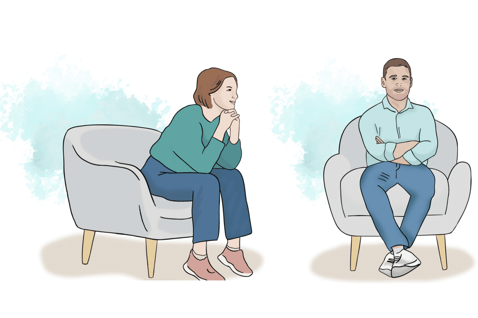 En mann og en kvinne som sitter på stoler