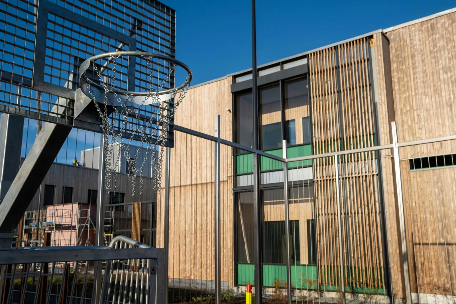 A building with a metal frame