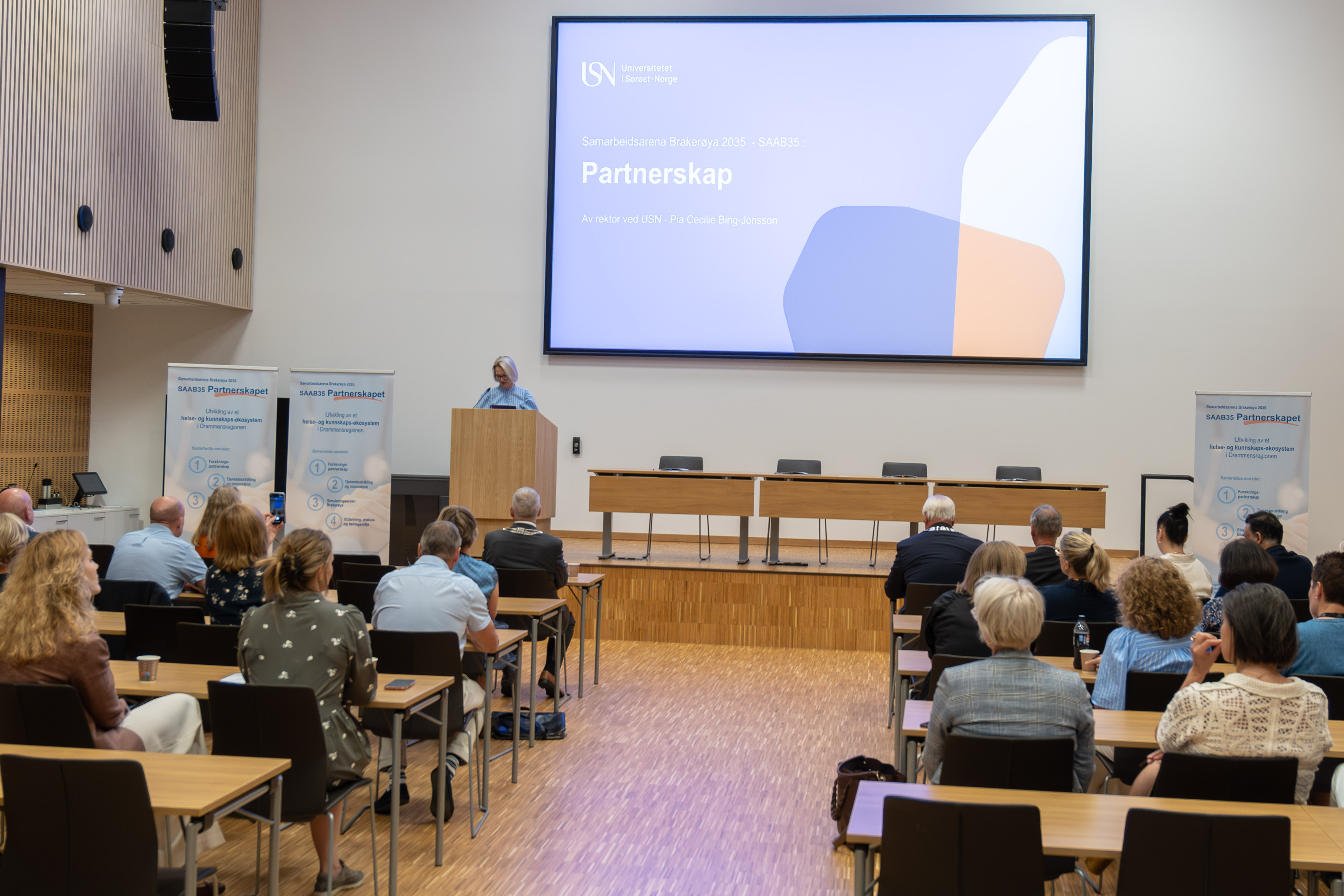 En person som holder en presentasjon for et publikum