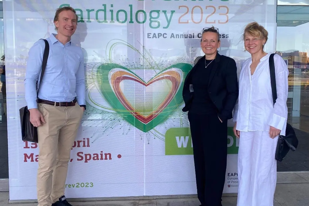 Phd-stipendiatene Eivind Sørensen, Elizabeth Lyster Andersen og Turid Apelland fra Bærum sykehus og The Norwegian Atrial Fibrill