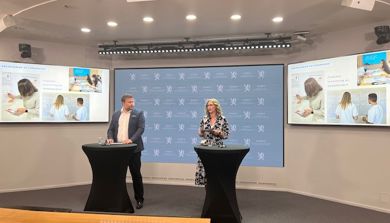 Overlege ved Blakstad, Magnus Karlsen og prosjektleder ved Trygg stafett, Monika Fundingsrud som holdt innlegget under erfarings