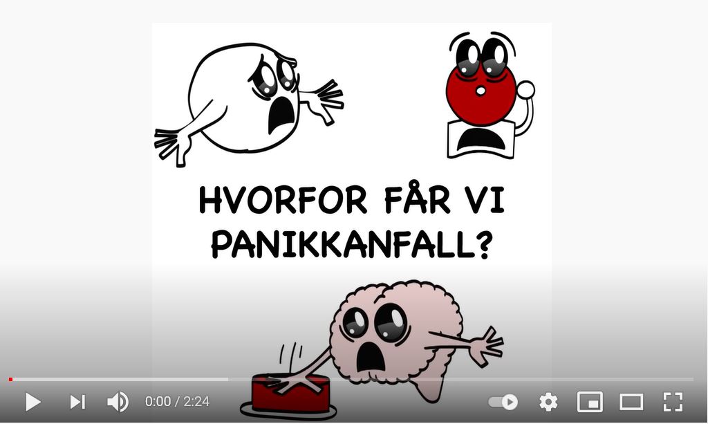 Utklipp fra yputube som viser animerte figurer som forklarer panikk