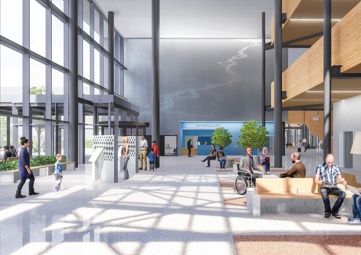 Hovedinngangen nytt sykehus