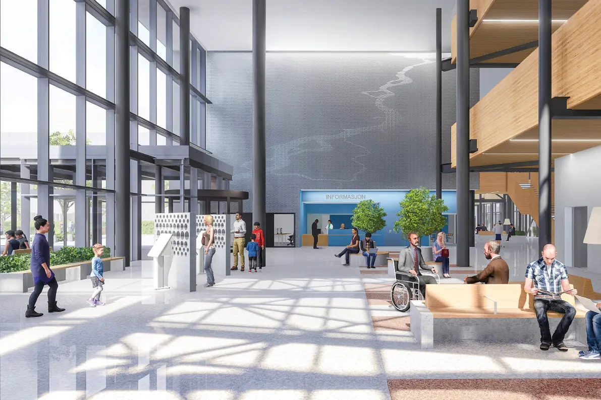 Hovedinngangen nytt sykehus