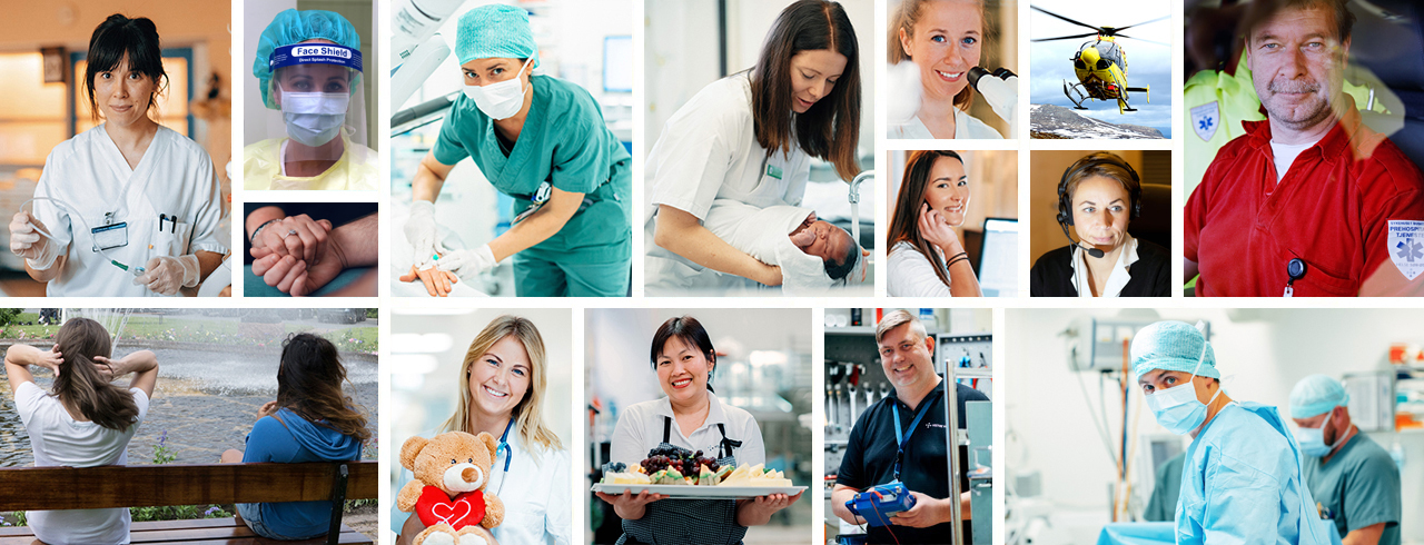 Bilder av helsepersonell.