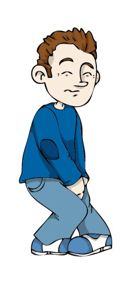 Tegneseriebilde av en gutt som må tisse.