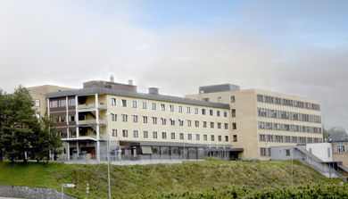 En stor bygning med mange vinduer