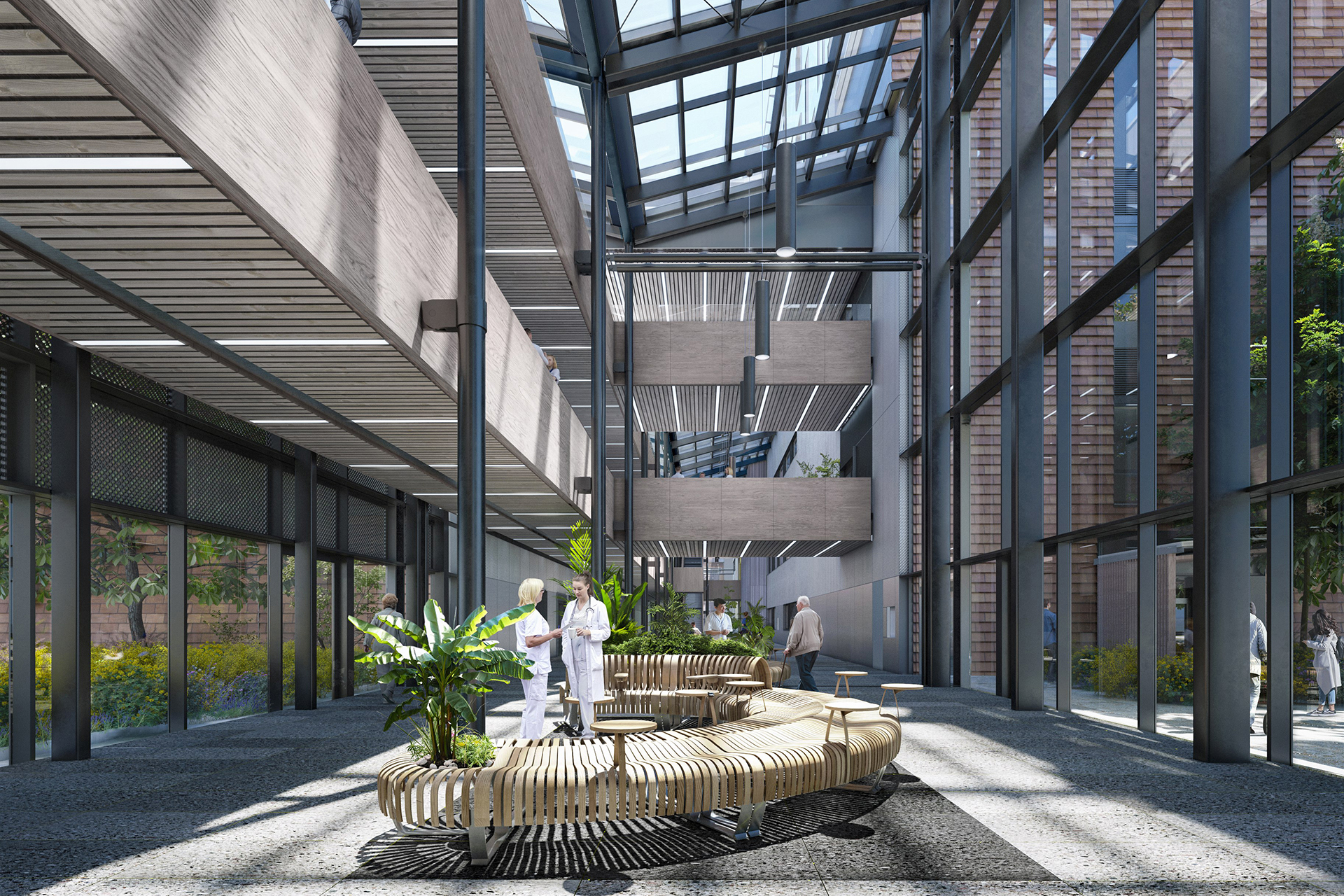 En gruppe mennesker i et drivhus